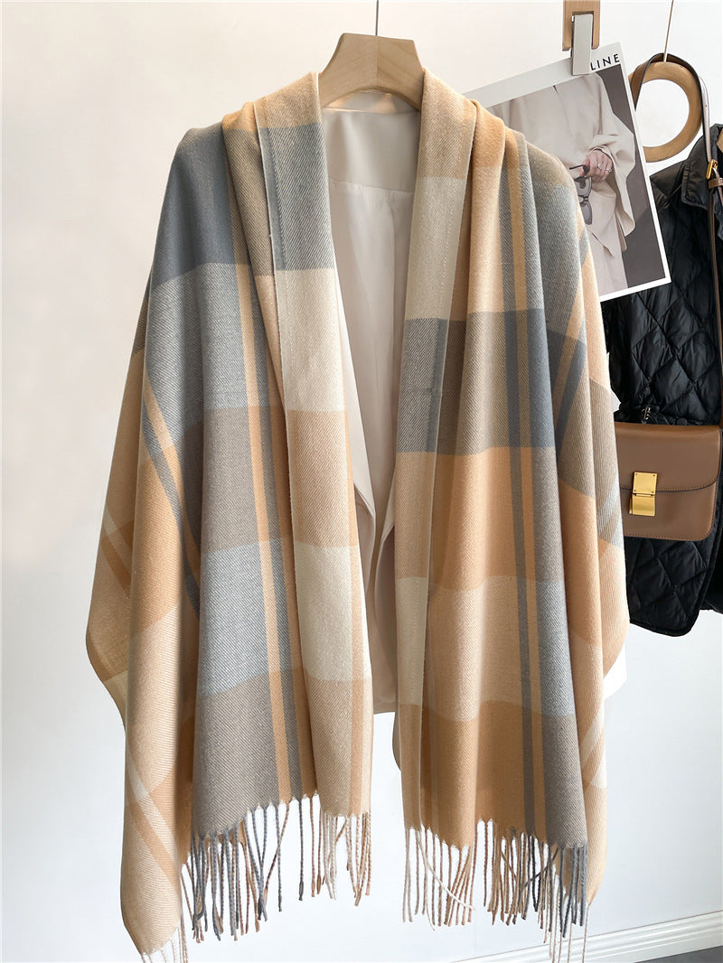 Unisex Polyester Knit Checkered Scarf Essential Winter Fashion Neck Accessory