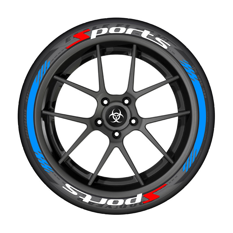 3D Sports Series Vehicle Tire Stickers Durable Rubber Weatherproof 33cm Long