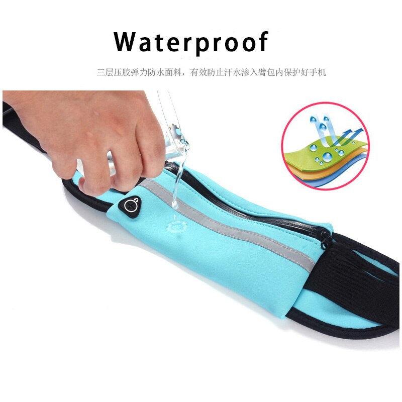 Adjustable Waterproof Running Waist Belt Bag Bottle Holder Storage Zip Pocket