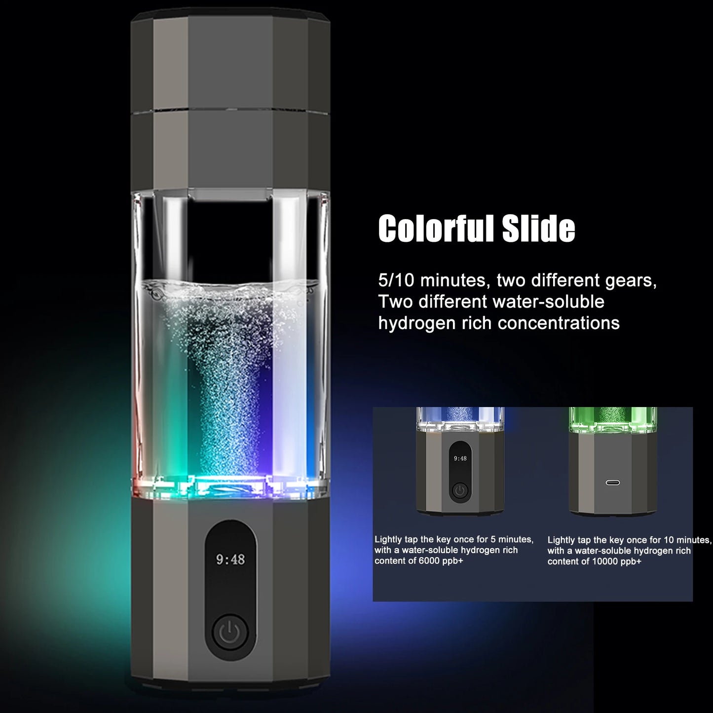 Smart Hydrogen Rich Portable Water Bottle Electrolysis Mug Healthy Drinking Cup