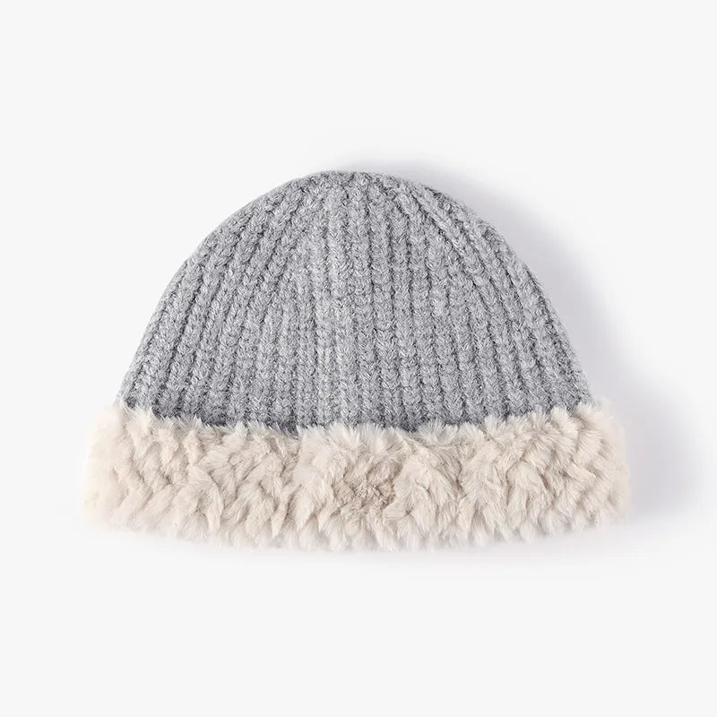 Winter Warm Faux Fur Knit Bucket Hat Adjustable Casual Headgear Snug Comfort