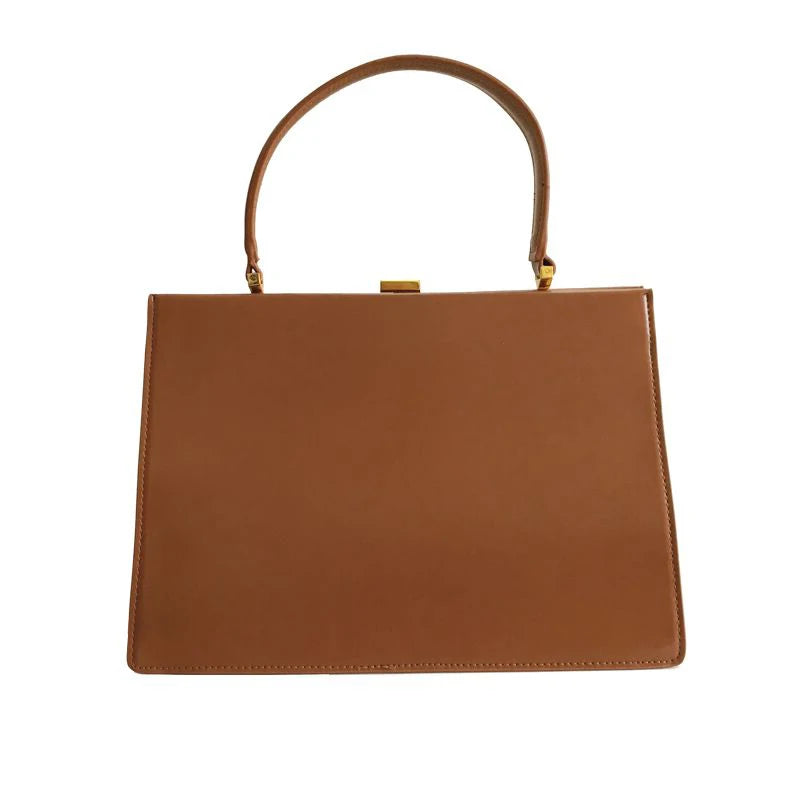 Vintage PU Leather Handbag Lock Buckle Underarm Bag Strap Women's Bags