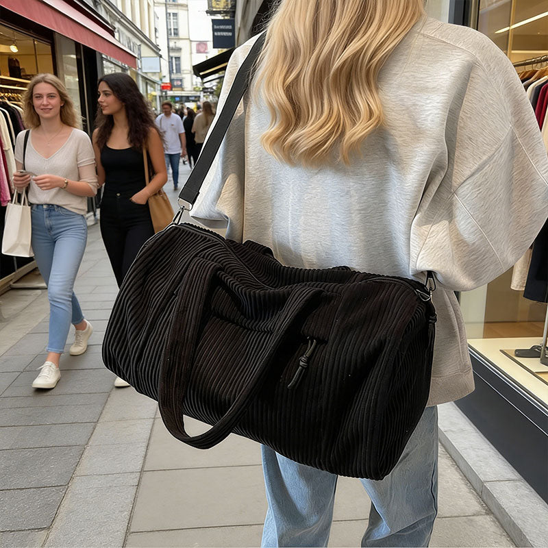 High Capacity Unisex Corduroy Crossbody Bag Sports Shoulder Adjustable Strap