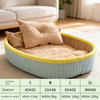 Winter Warm Half Enclosed Pet Dog House Plush Bed Mat Indoor Peaceful Sanctuary