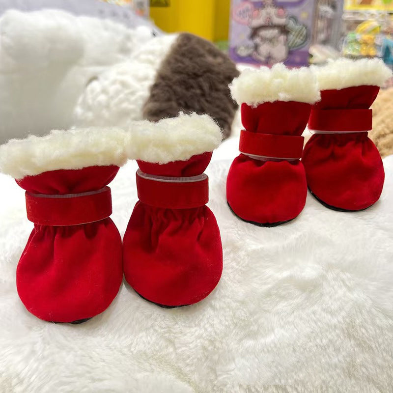 Small Dog Winter Footgear Water Resistant Traction Sole Paw Protective Boots