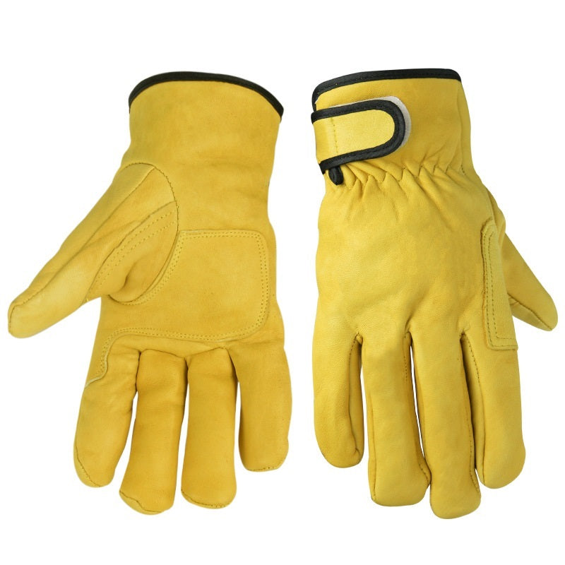 Leather Gloves Durable Protective Gear Outdoor Motorcycle Garden Work Safety