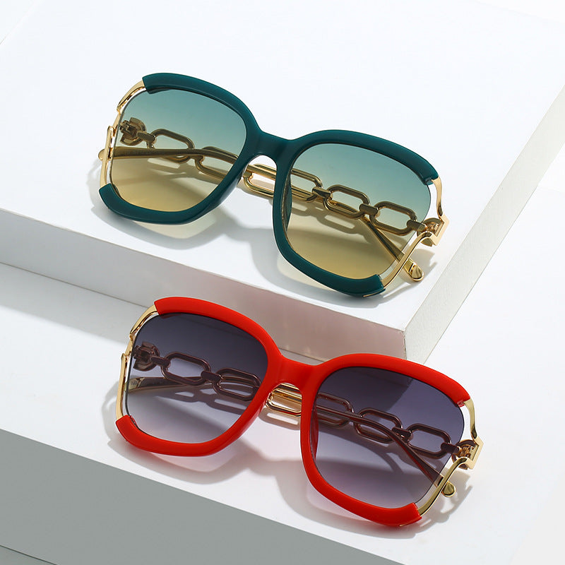 Womens Sunglasses UV400 Protection Metal Hollow Oval Frame Stylish Outdoor Eyewear