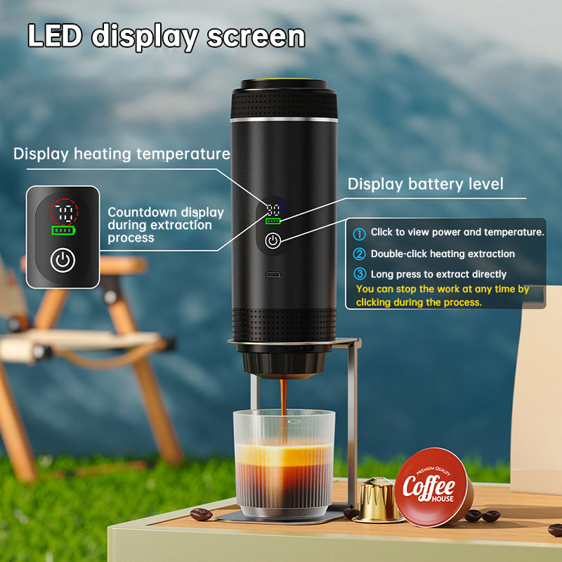 Portable Espresso Machine Digital Display 3in1 Capsule Ground Coffee Maker