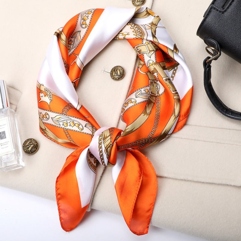 Premium Silk Feel Women's Square Scarf 70x70cm Satin Fashion Print Womens