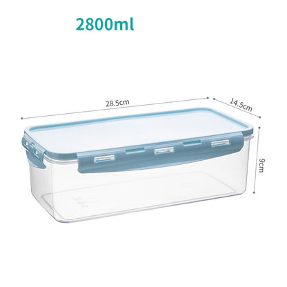 Rectangular Airtight Food Storage Boxes Stackable Microwave Safe White Blue Lids