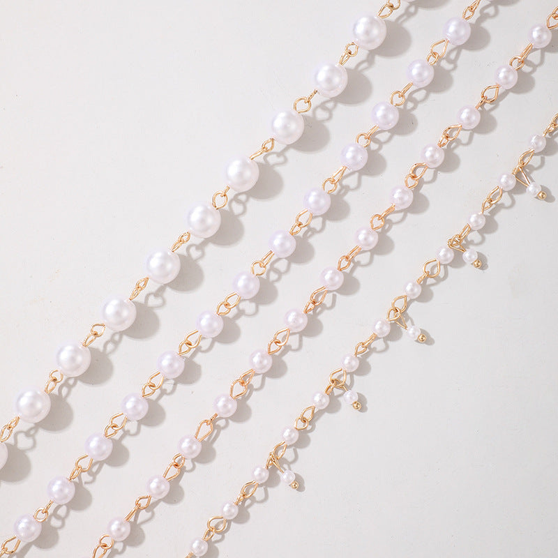 Multi-Layer Pearl Beaded Anklet Chain Womens Jewellery Jewelry Gift Dainty