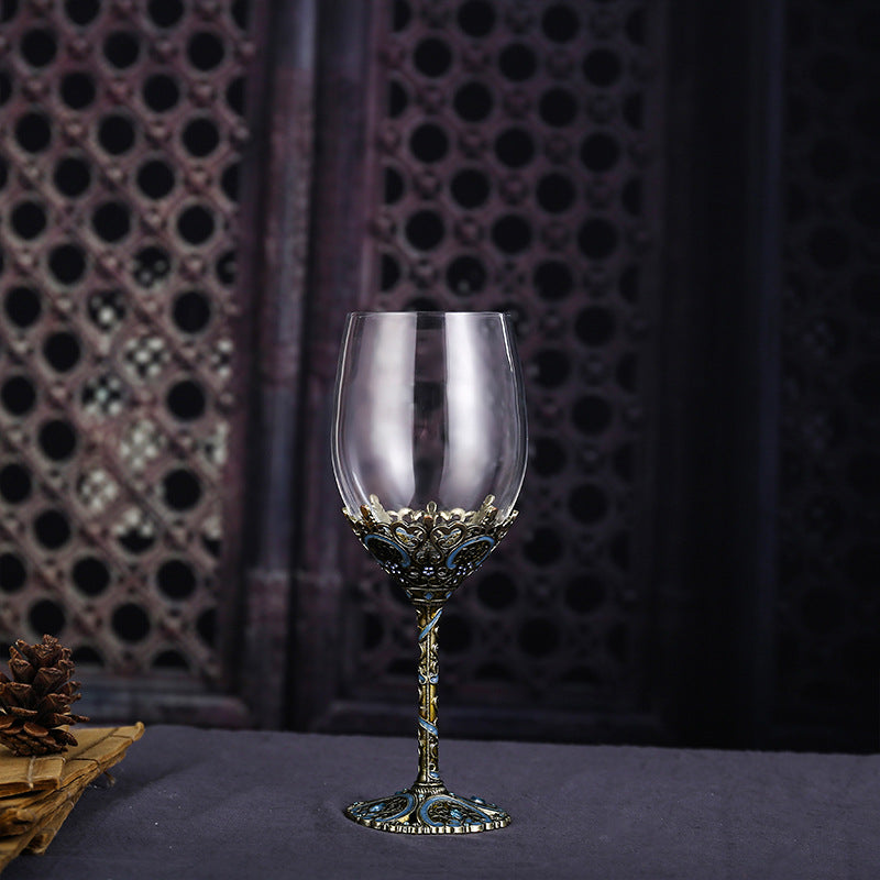 Luxury Lead-Free Crystal Red Wine Glass Set High-Footed Decanter Enamel Craft