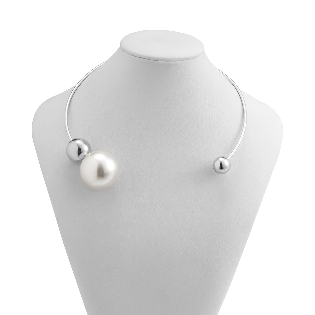 Gold Silver Asymmetrical Round Collar Pearl Necklace Jewellery