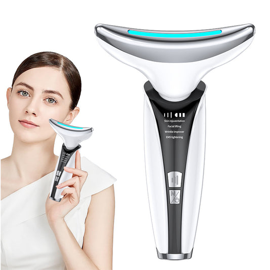 USB Rechargeable EMS Neck & Face Lifting Massager Device 3 Light Modes LED
