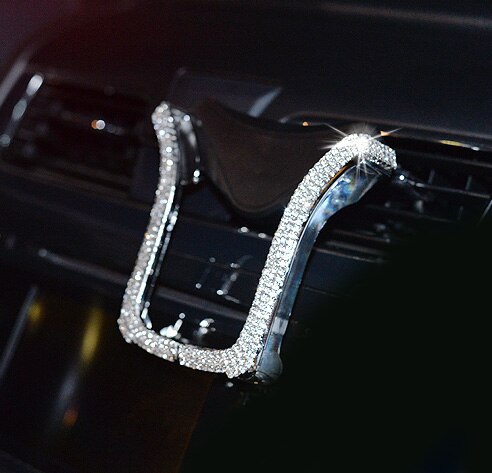 Universal Car Phone Holder Rhinestone Air Vent Mount Secure Adjustable Support