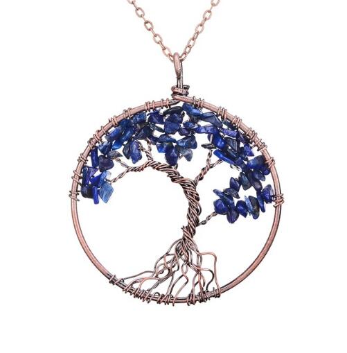 5CM Tree Of Life Crystal Natural Stone Pendant Necklace