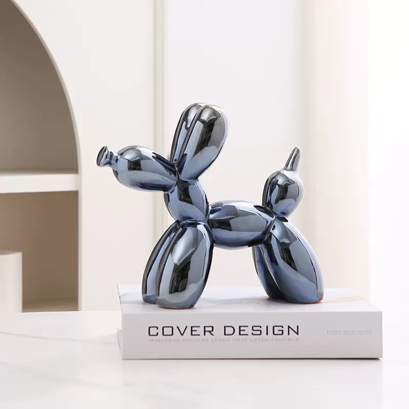Ceramic Balloon Dog Figurine Decorative Sculpture L20cm H18cm Multiple Colours