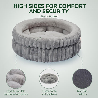 Round Plush Pet Bed Small Dogs Cats Thick Soft Sleep Cushion Comfort Washable
