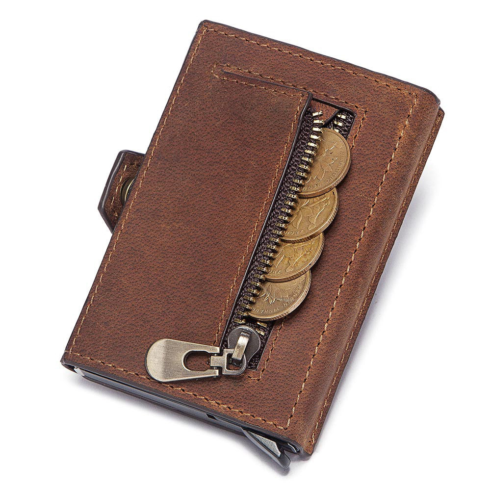 Men's Leather Card Holder Slim RFID Blocking Wallet Multiple Slots Secure Storage