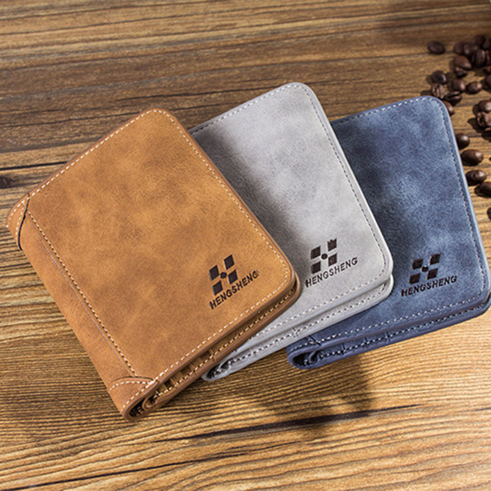 Men's Faux Leather Bifold Wallet Credit Card Slots Coin Pocket Secure Closure