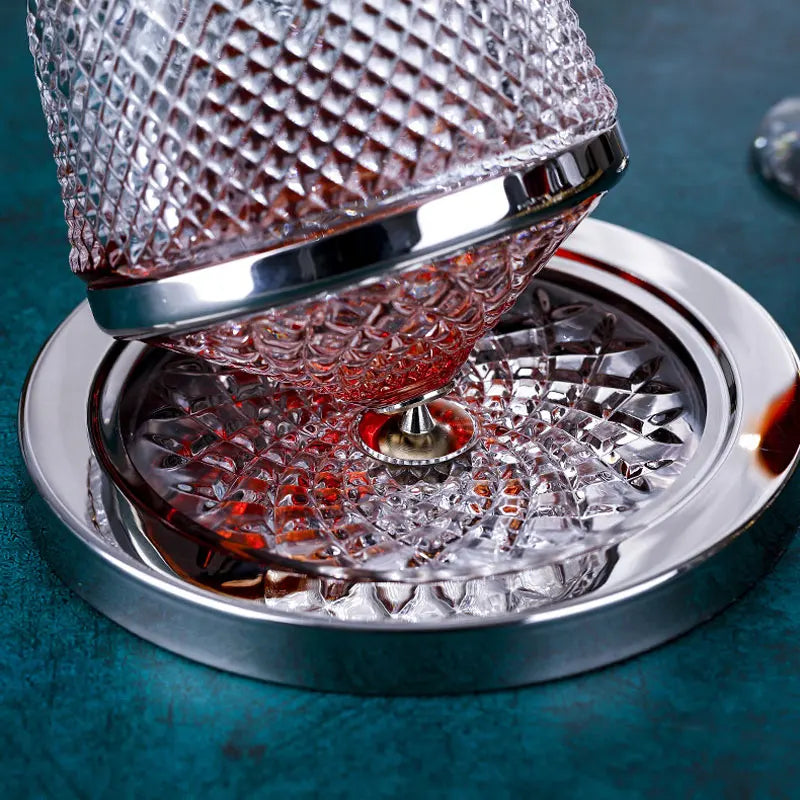 Luxury 360 Degree Rotating Crystal Glass Wine Decanter 1500ML Home Bar Accessory