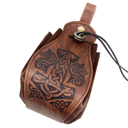 Unisex RPG Faux Leather Dice Tray Drawstring Pouch Set 5-Piece Gaming Essentials