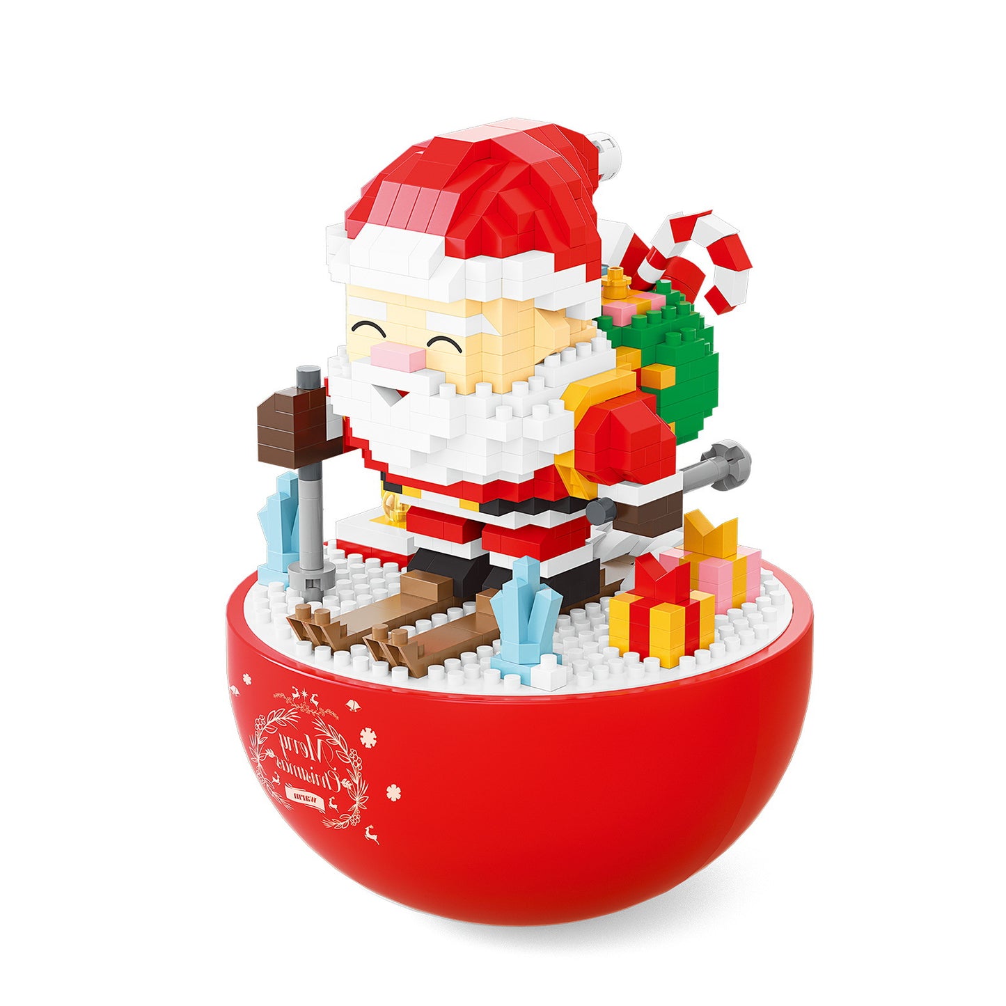 701Pcs Santa Claus Tumbler DIY Christmas Building Blocks Festive Holiday Gift Decor