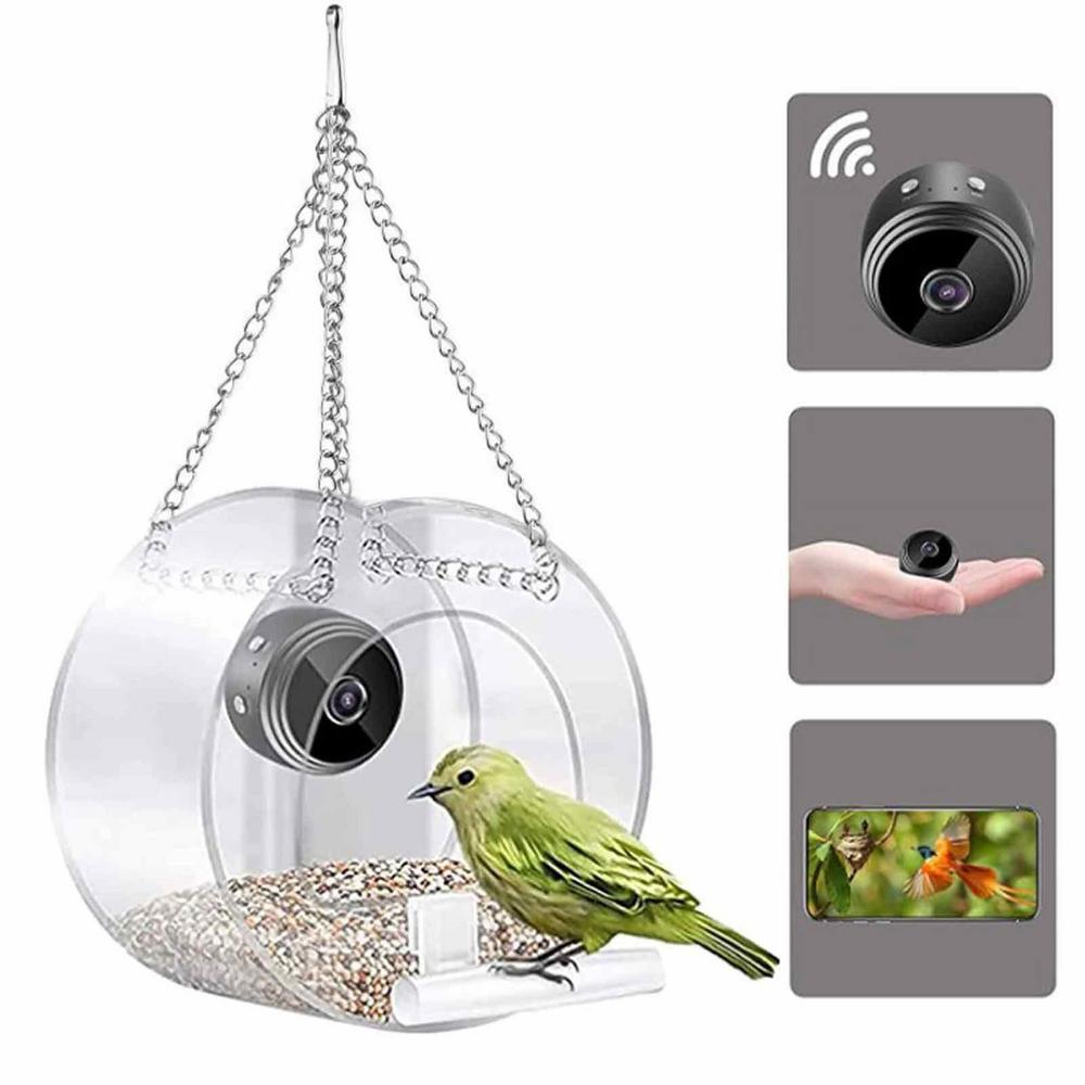 Outdoor Bird Feeder HD Camera WiFi Transparent Real Time Circular Monitoring