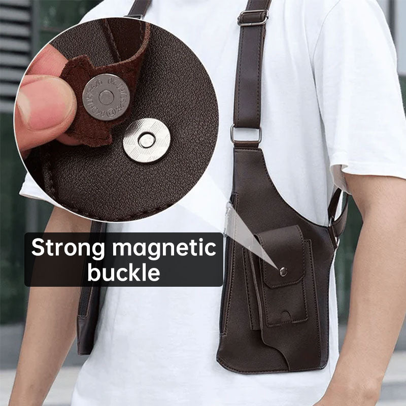 Faux Leather Underarm Sling Bag with Hidden Pocket Anti-Theft Adjustable Strap