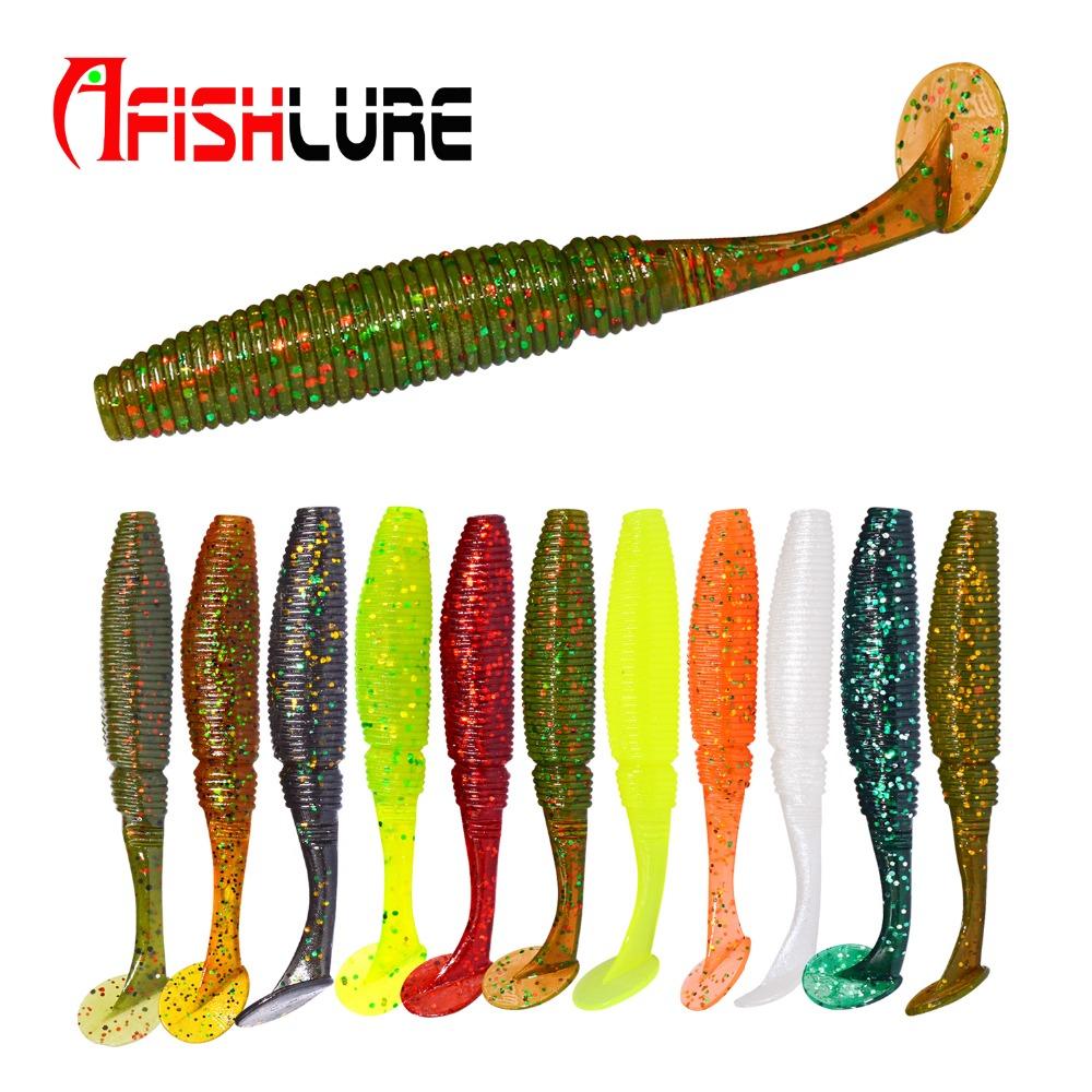 Soft Worm Paddle Tail Lure 6 Pack 75mm 3.2g Freshwater Bass Swimbait Fishing