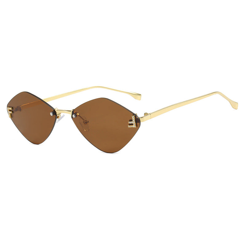 Diamond Shaped Frameless Sunglasses UV400 Scratch Resistant Lenses Sun Protection