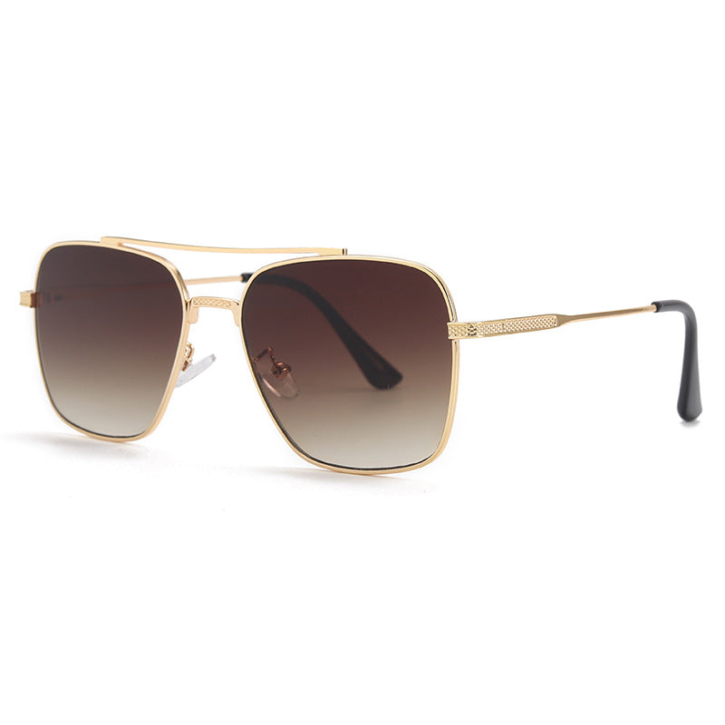Men's Retro Double Beam Metallic Sunglasses UV400 Full Sun Protection Eyewear