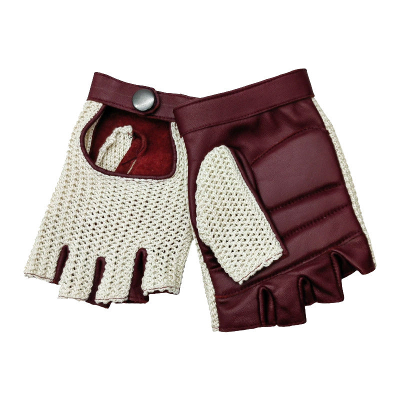 Men's Half-Finger Leather Cycling Gloves - Breathable & Windproof Outdoor