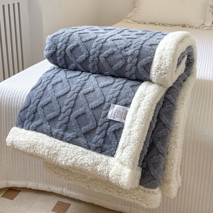 Double-Layer Polar Fleece Blanket for Winter Comfort, Thick and Soft Insulation