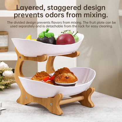Bamboo Multi-Level Kitchen Fruit Storage Ventilated Countertop Organizer Stand