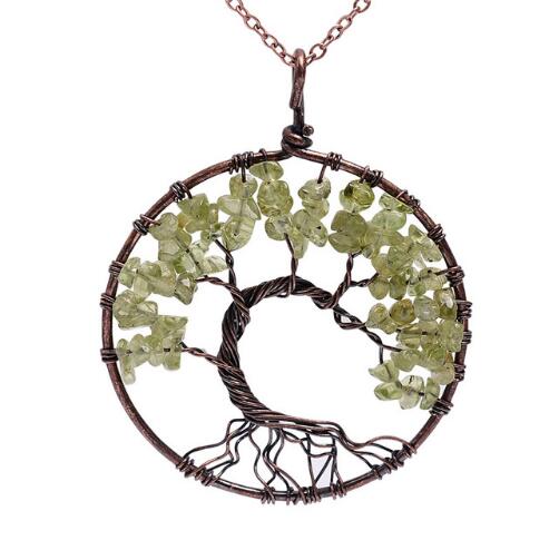 5CM Tree Of Life Crystal Natural Stone Pendant Necklace