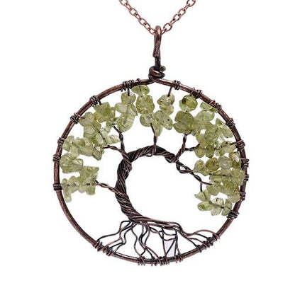 5CM Tree Of Life Crystal Natural Stone Pendant Necklace