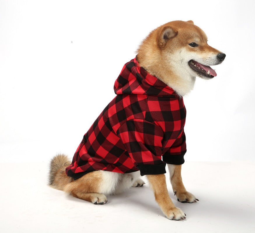 Plaid Christmas Pet Hoodie Warm Dog Clothing Small to Large Dogs Floral
