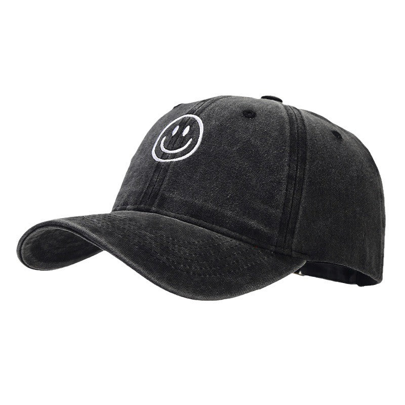 Unisex Cotton Blend Washed Baseball Cap Smiley Design Adjustable Fit Men's