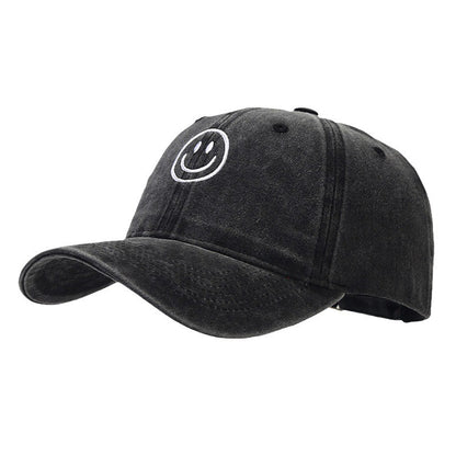 Unisex Cotton Blend Washed Baseball Cap Smiley Design Adjustable Fit Men's