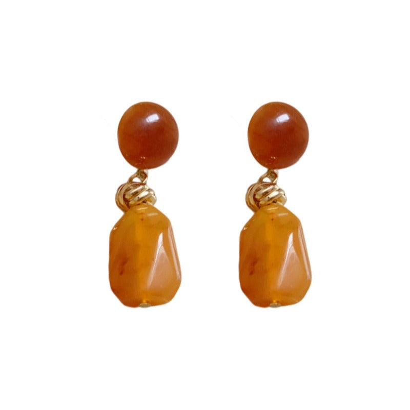 Gold Tone Resin Drop Dangle Earrings Retro Style Jewellery for Women