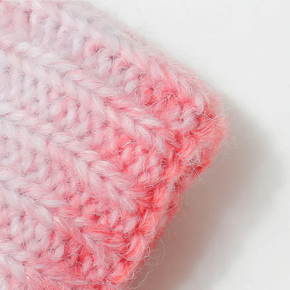 Gradient Acrylic Knitted Beanie Hat with Pompom, Essential Winter Head Accessory