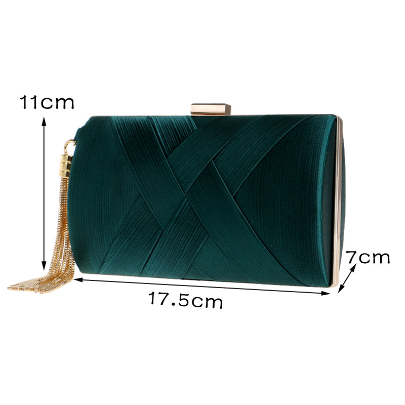 Elegant Satin Tassel Clutch Bag Evening Party Purse Wedding Bridal