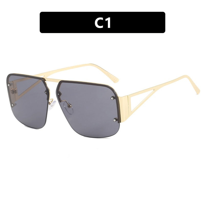 Women's Square Sunglasses Half Frame UV400 Protection Stylish Outdoor Eyewear