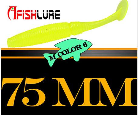 Soft Worm Paddle Tail Lure 6 Pack 75mm 3.2g Freshwater Bass Swimbait Fishing