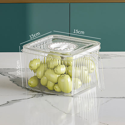 Refrigerator Storage Box Drainable Sealed Stackable Handle Lid Removable Tray