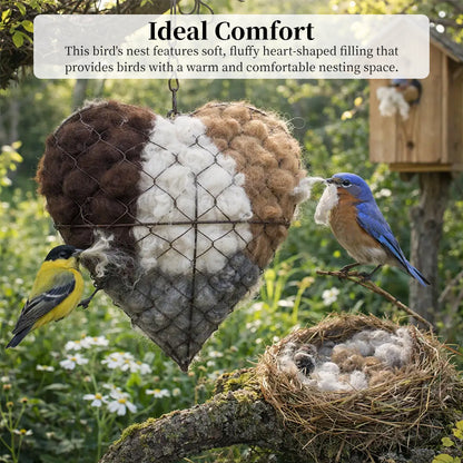 Heart-Shaped Outdoor Garden Bird Nest Weatherproof Unique Yard Art Decoration