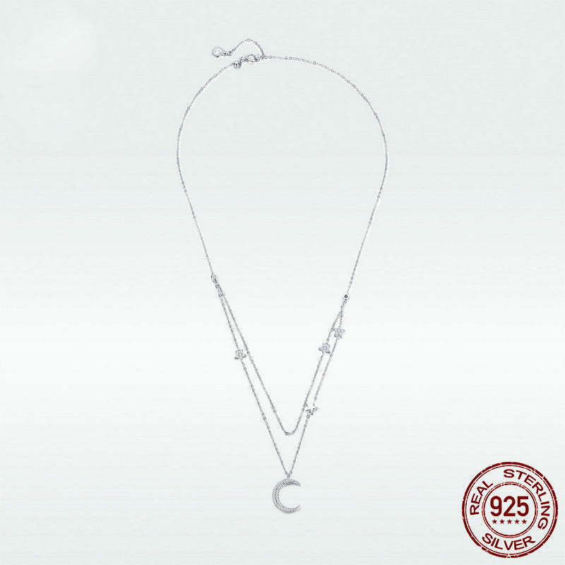 Starlight Moon S925 Silver Plated Elegant Adjustable Necklace Jewellery Piece