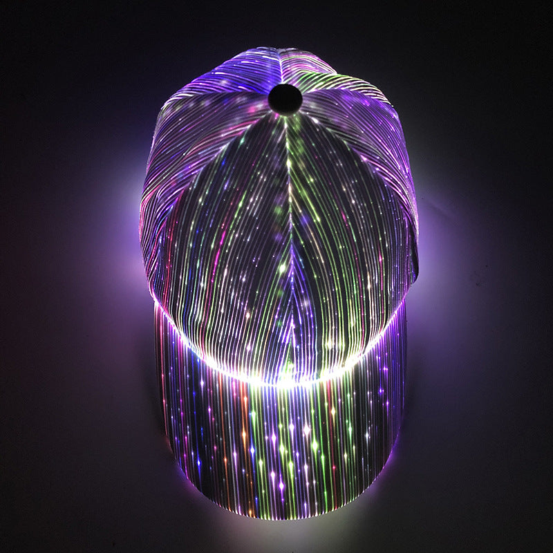 LED Fibre Optic Illuminated Hat Hip-Hop Style Glowing Baseball Cap Event Gear