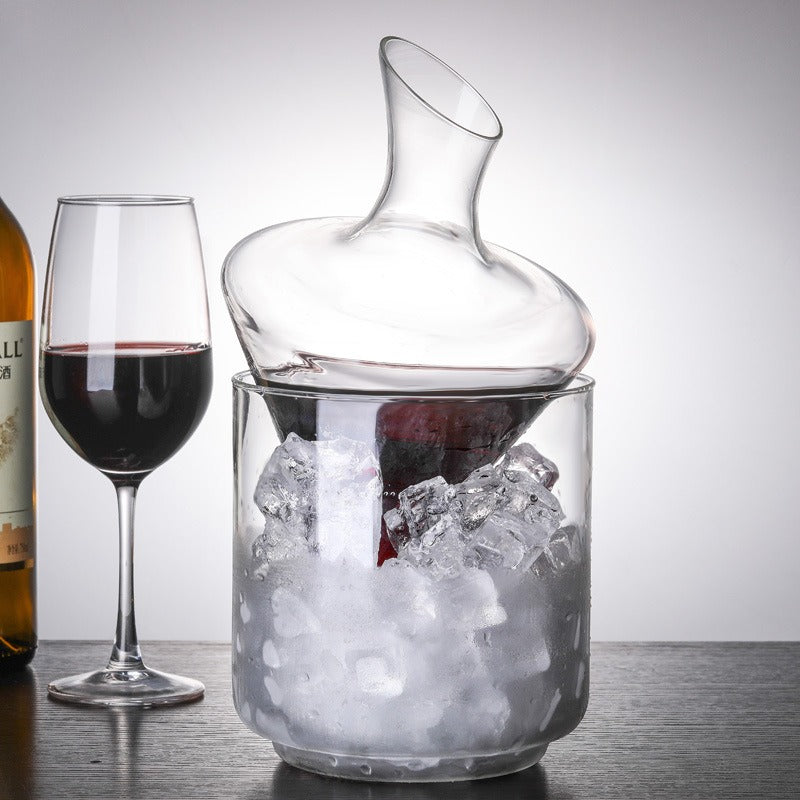 1000ml Crystal Glass Decanter Ice Bucket Hip Flask Set for Whiskey Vodka Brandy